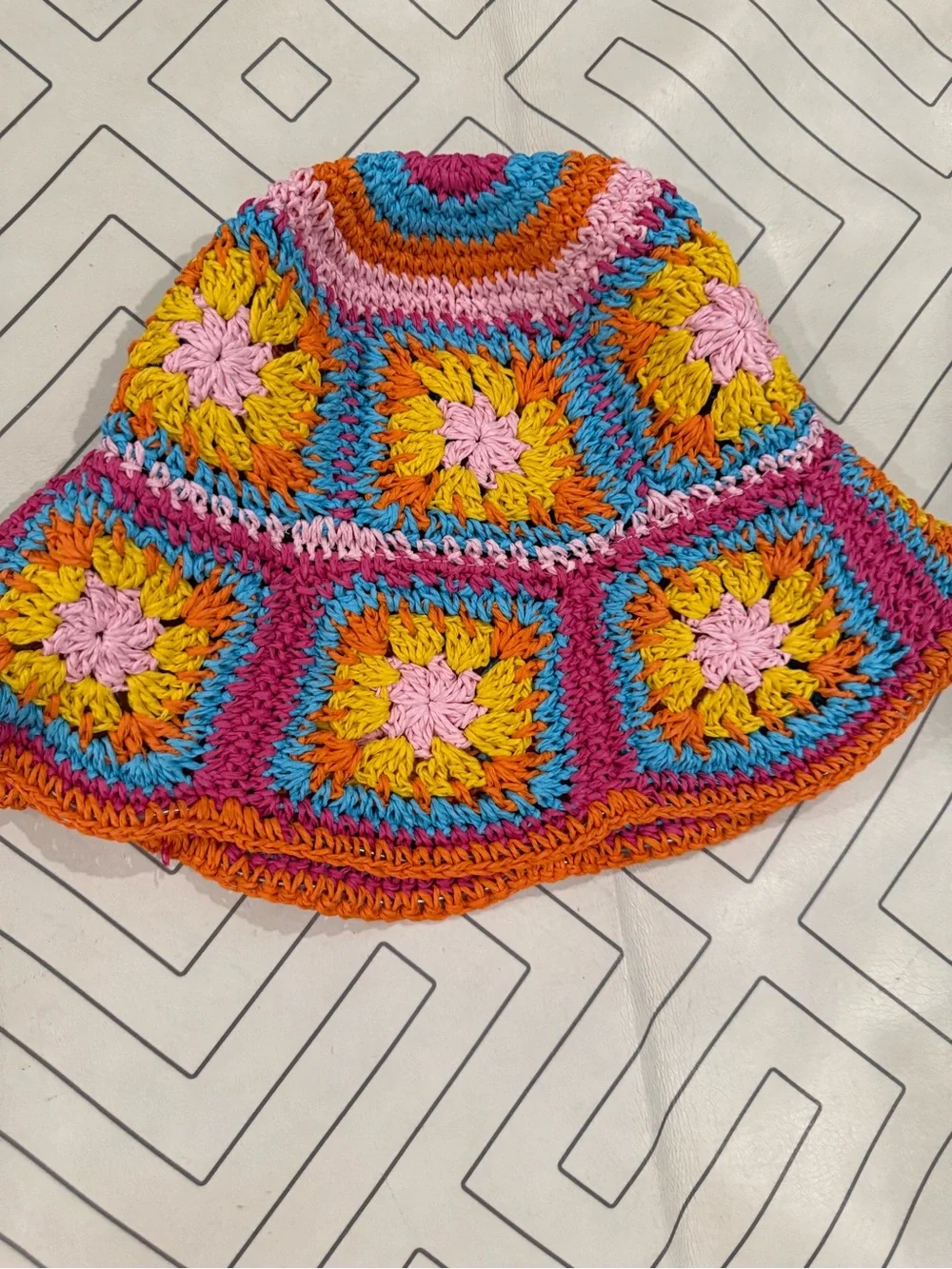 Colorful Straw Crochet Bucket Hat